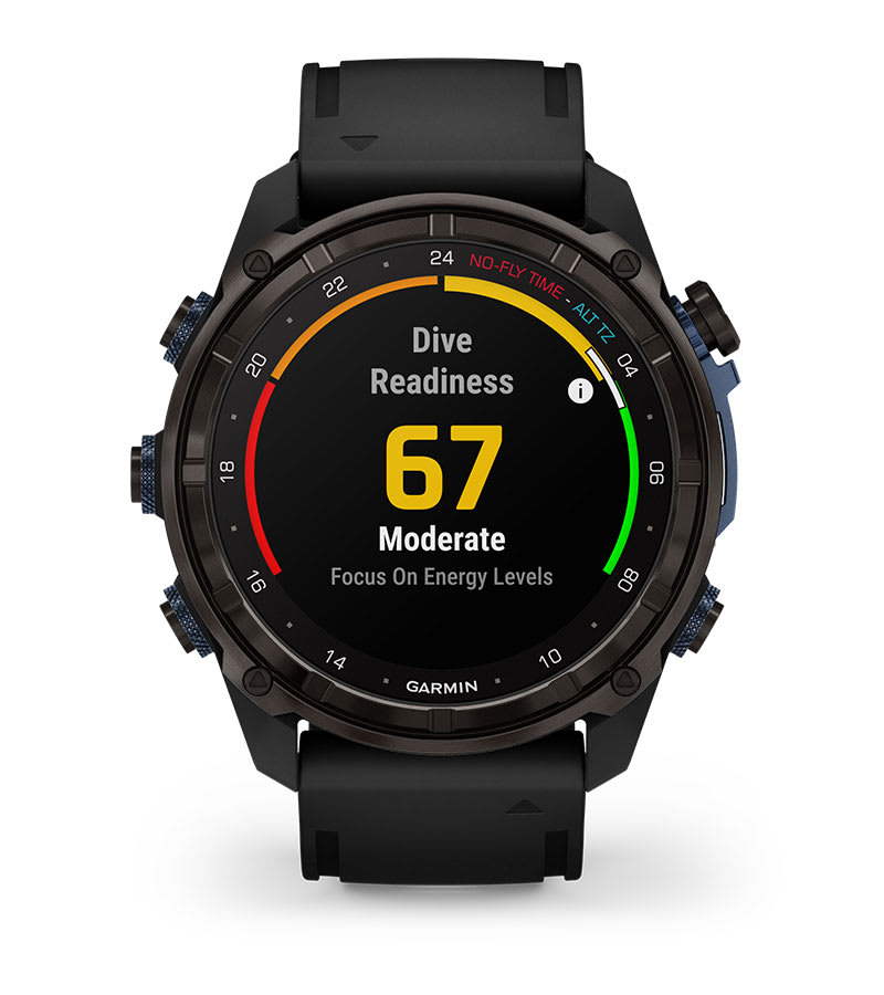 Смарт часовник Garmin Descent Mk3i Carbon grey DLC, 1.4"(3.55cm), AMOLED дисплей, 32 GB вградена памет, GPS, Bluetooth, функции за бягане, плуване и колоездене, до 25 дни време на работа, титан с черна силиконова каишка - характеристика 9